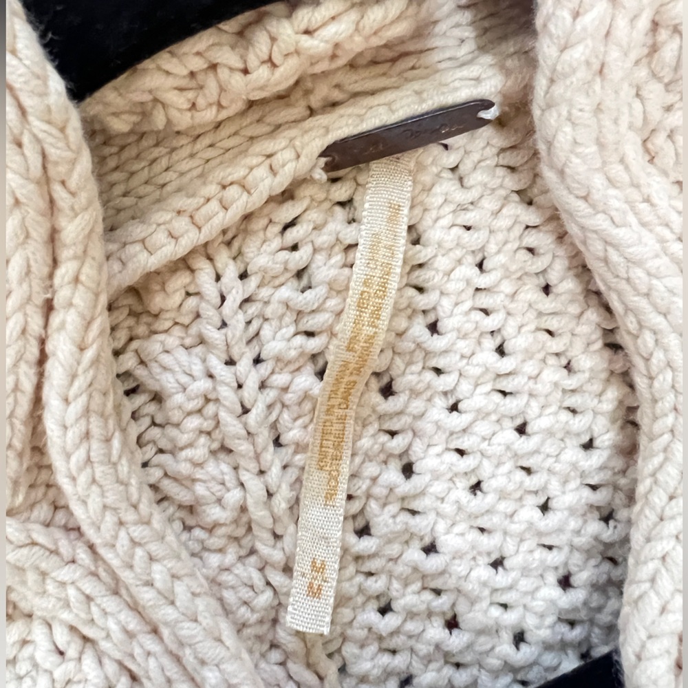Free‎ People cream Cable knit chunky cardigan sweater boho hippie relaxed medium - Picture 6 of 8